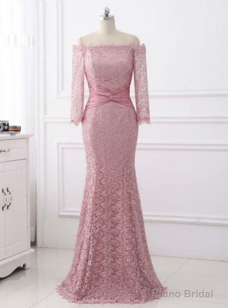 Long Sleeves Lace Criss-Cross Mother of The Bride Dresses Main image