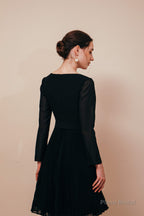 Long Sleeves Ruffles with Belt Knee Length Chiffon Prom Dresses