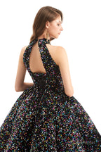 Long Sleeves Sequins Backless O Neck Quinceanera Dresses