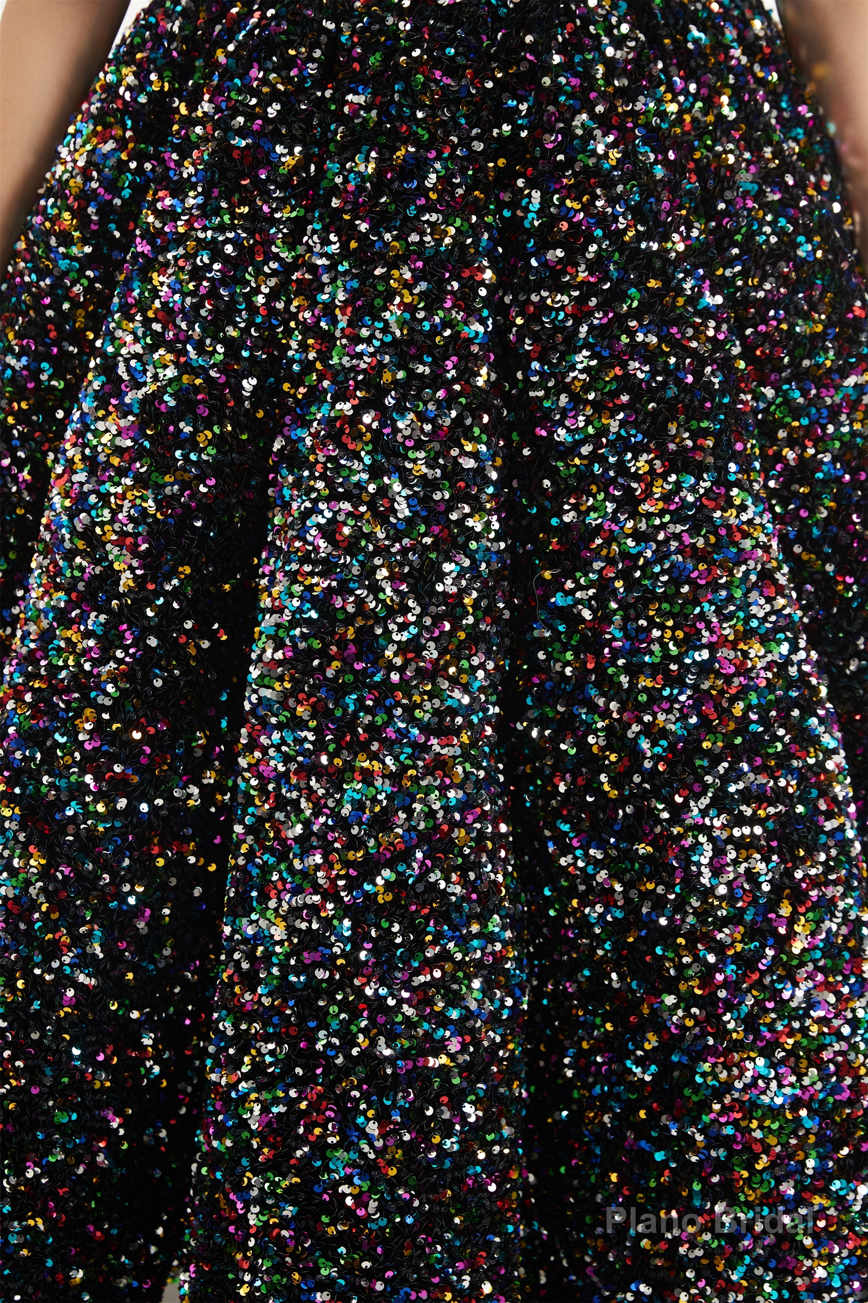 Long Sleeves Sequins Backless O Neck Quinceanera Dresses