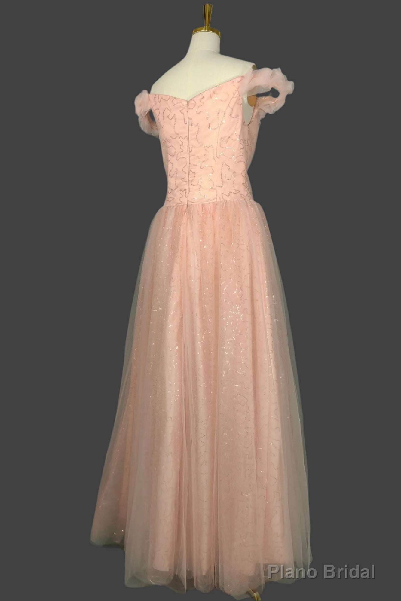 Long Straps A-line Prom Dresses Tulle Off Shoulder Evening Dresses Secondary image