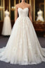 Long Sweetheart Backless Appliques Lace Tulle A-Line Wedding Dress