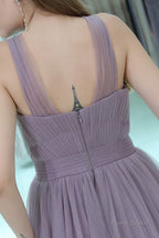 Long Tulle Sweetheart Lavender Sleeveless Lavender Prom Dresses