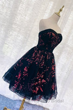 Lovely Black Sweetheart Short Homecoming Dresses, Black Formal Prom Dresses
