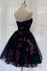 Lovely Black Sweetheart Short Homecoming Dresses, Black Formal Prom Dresses