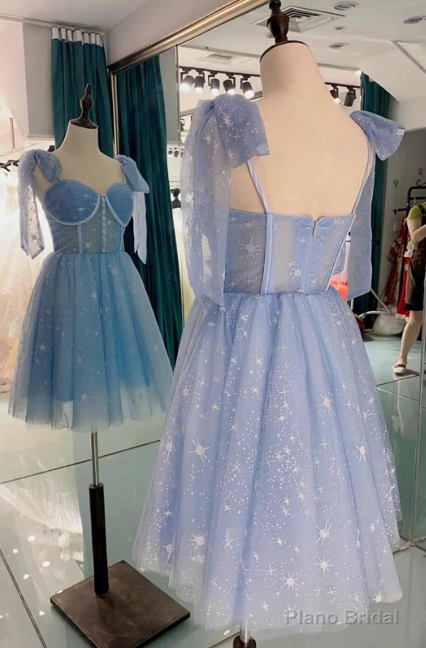 Lovely Blue Short Tulle Homecoming Dress Prom Dresses, Blue Evening Dresses Secondary image