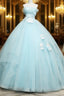 Lovely Blue Tulle Long Sweet 16 Dresses, Blue Tulle Formal Dresses Party Dresses
