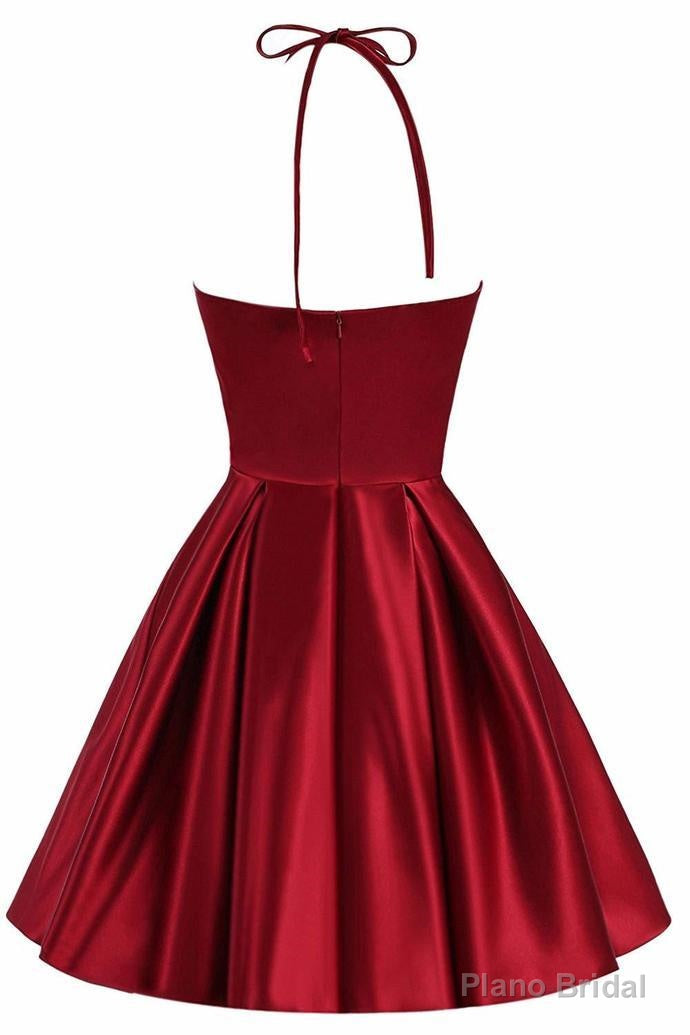 Lovely Halter Short Prom Dress, Homecoming Dresses , Satin Formal Dress Secondary image