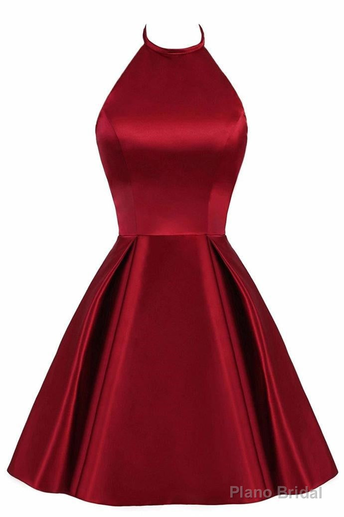 Lovely Halter Short Prom Dress, Homecoming Dresses , Satin Formal Dress Main image