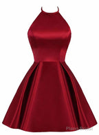 Lovely Halter Short Prom Dress, Homecoming Dresses , Satin Formal Dress