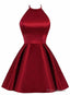 Lovely Halter Short Prom Dress, Homecoming Dresses , Satin Formal Dress