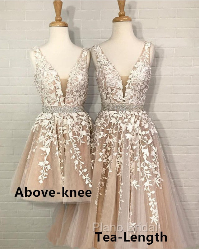 Lovely Lace Embroidery Beaded V-Neck Tulle Homecoming Dresses Secondary image