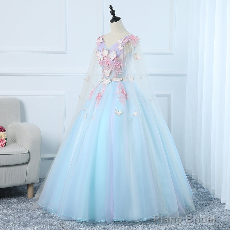 Lovely Light Blue Tulle PLong Formal Gown Party Dress, Blue Sweet 16 Dresses Main image