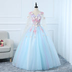 Lovely Light Blue Tulle PLong Formal Gown Party Dress, Blue Sweet 16 Dresses