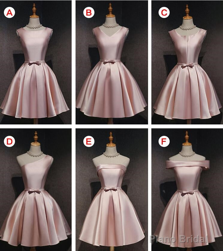 Lovely Pink Satin Short Homecoming Dresses Party Dress, Pink Short Prom Dress Secondary image