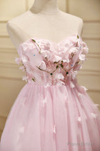 Lovely Pink Tulle with Flowers Short Party Dress, Pink Tulle Homecoming Dresses