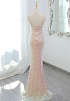 Lovely Sequins Mermaid V-Neckline Straps Party Dresses, Sequins Long Formal Dresses