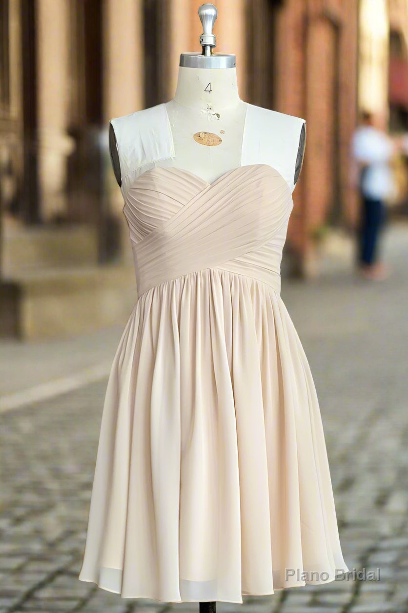 Lovely Short Chiffon Strapless Bridesmaid Dresses Sweetheart Homecoming Dress Main image