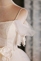 Lovely Spaghetti Strap Tulle Short Formal Prom Dresses, Light Champagne A-Line Formal Party Dresses