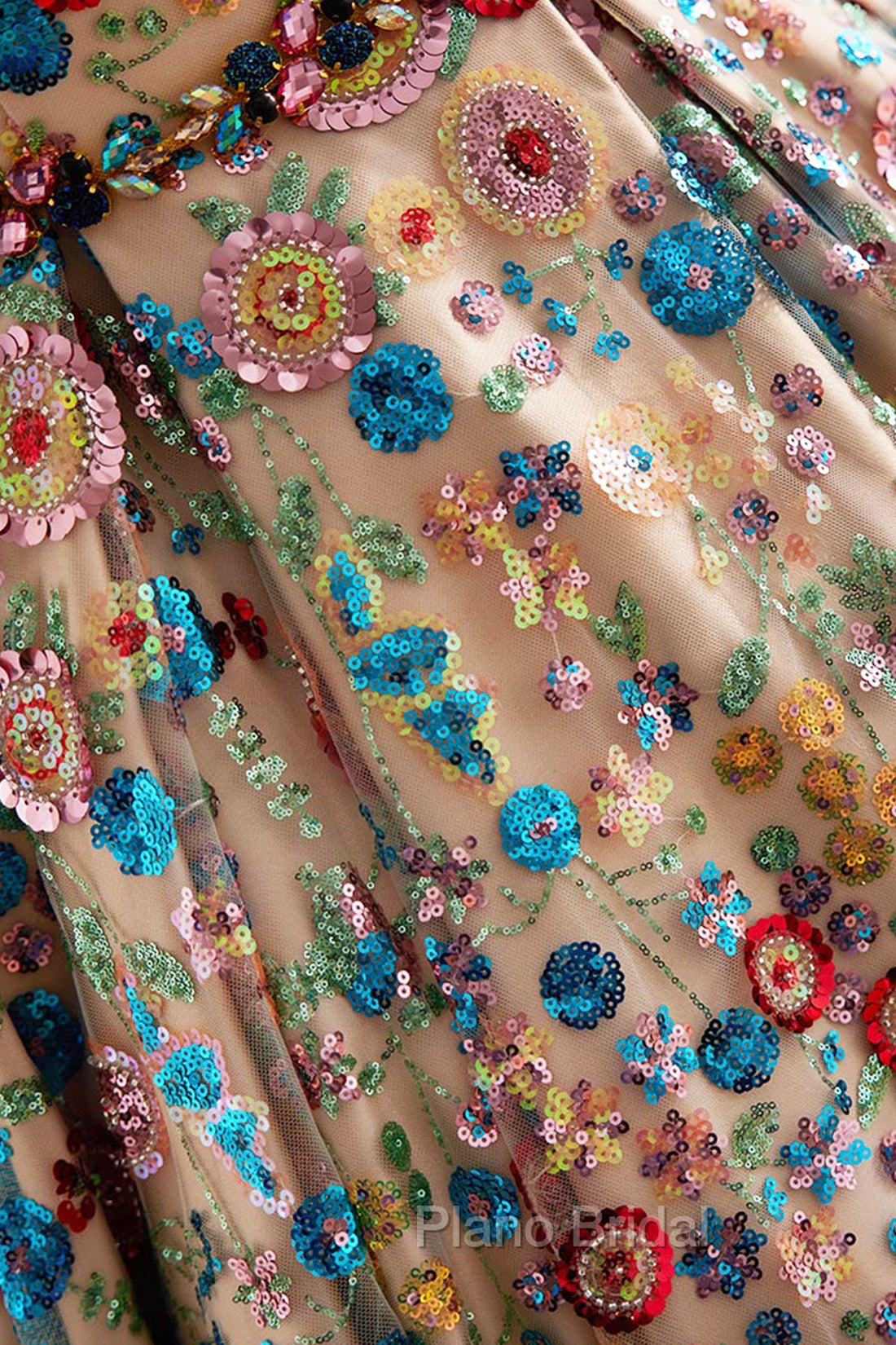 Lovely Sweetheart Floral Sequin Long Formal Prom Dresses, A-Line Strapless Evening Dresses