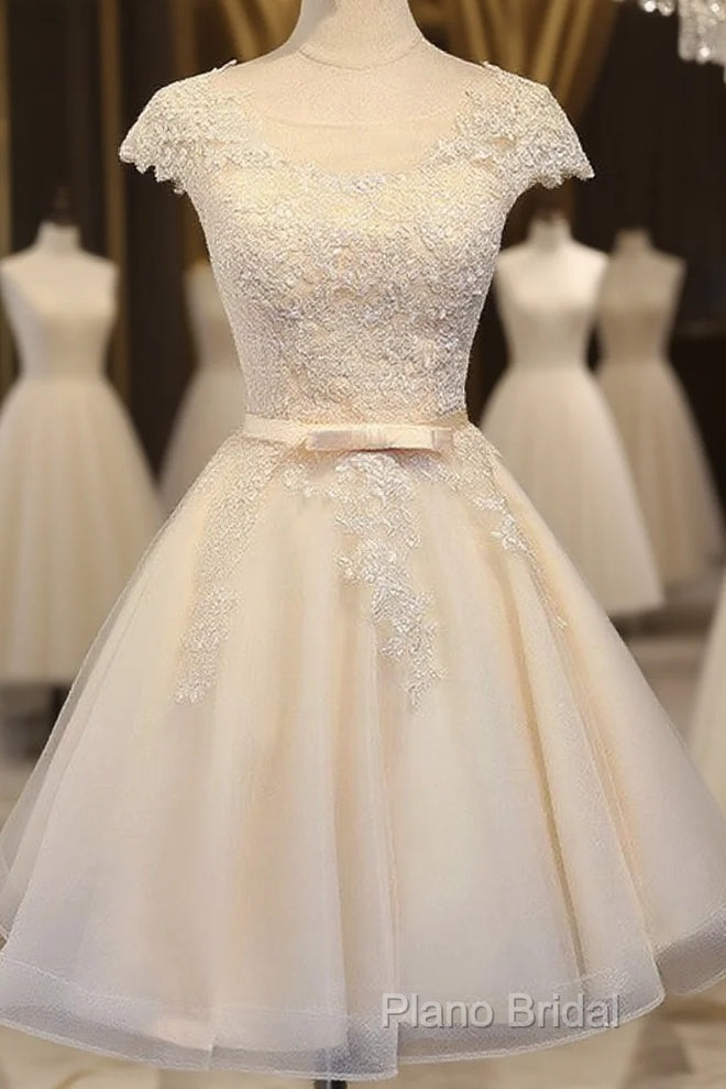 Lovely Tulle Light Champagne Short Formal Prom Dresses, Homecoming Dresses , Formal Dresses, Formal Prom Dresses Main image