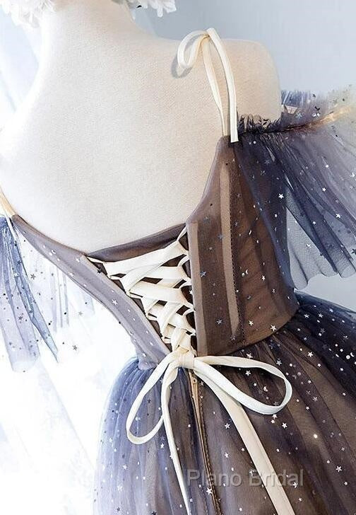 Lovely Tulle Offshoulder Short Formal Prom Dresses, Lace Up Homecoming Dresses