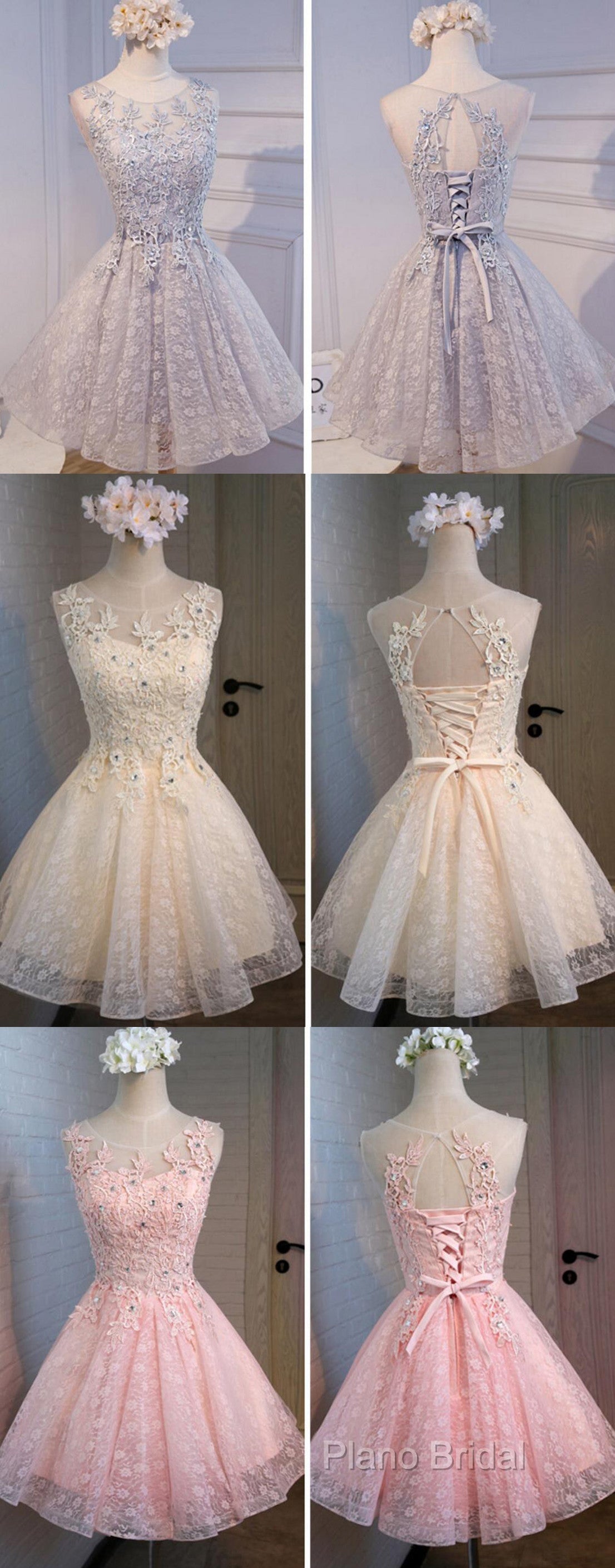 Lovely Vintage Sleeveless Full Floral Prints Appliques Clairvoyant Outfit Lace Up Back Homecoming Dresses Secondary image