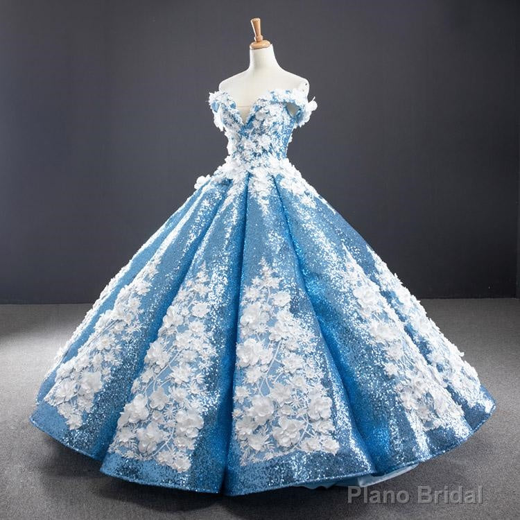 Luxurious Ball Gown Off-the-shoulder Appliques Sequin Prom Dresses Secondary image