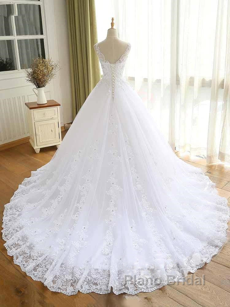 Luxurious Lace Beaded Wedding Dresses New Arrival V Neck Straps Long Ball Gown Wedding Party Bridal Dress Secondary image