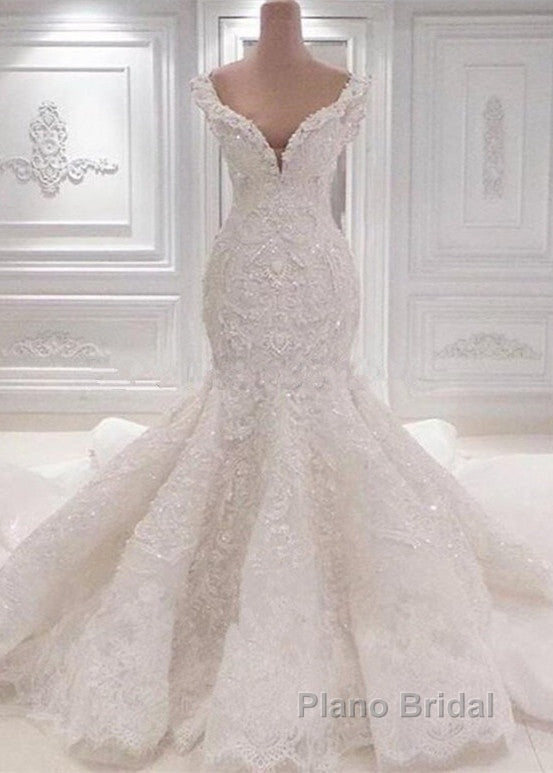 Luxurious Off the Shoulder Mermaid Wedding Dress New Arrival Lace AppliquesBridal Gowns Secondary image