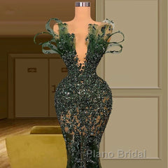 Luxury See Through Beaded Formal Prom Dresses Bodycon Sexy Formal Prom Evening Dresses