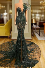 Luxury See Through Beaded Formal Prom Dresses Bodycon Sexy Formal Prom Evening Dresses