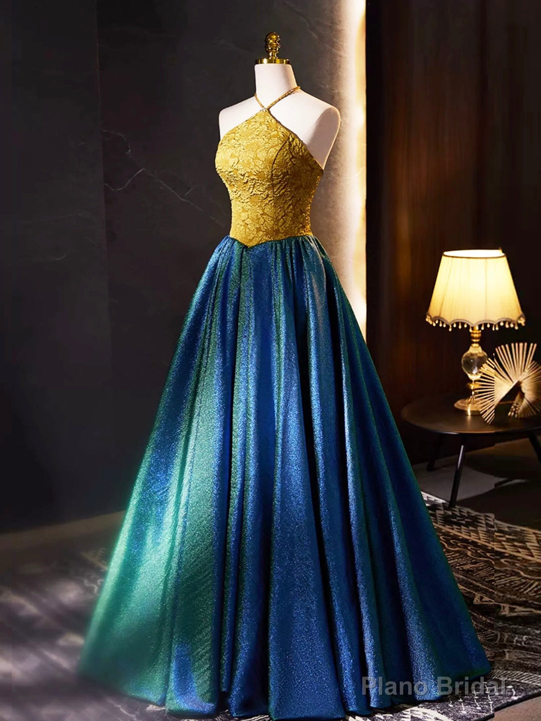 Retro Halter Neck Long Prom Dress, Elegant A-Line Evening Party Dress Secondary image