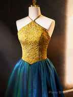 Retro Halter Neck Long Prom Dress, Elegant A-Line Evening Party Dress