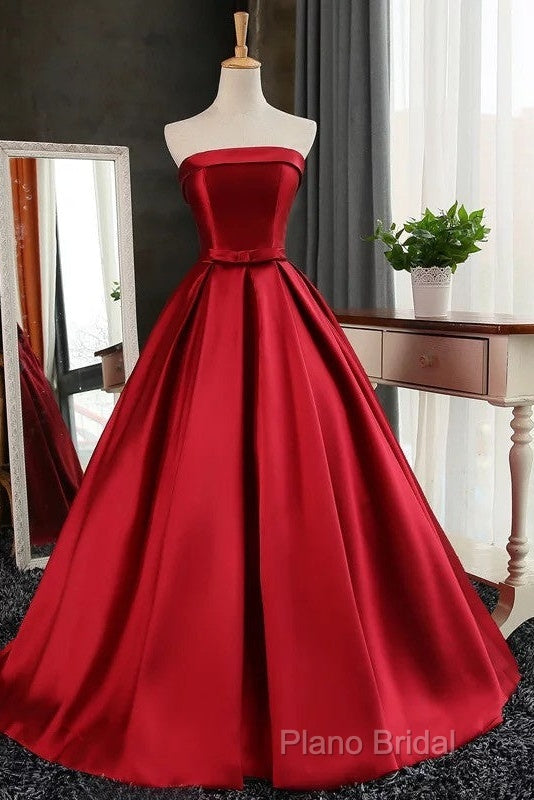 Maroon Satin Strapless Ball Gowns Quinceanera Dresses Secondary image
