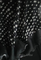 Mermaid Black Spaghetti Strap Chiffon Long Formal Prom Skirt Polka Dot Evening Dresses