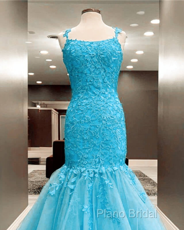 Mermaid Ice Blue Formal Prom Dresses Lace Embroidery Secondary image