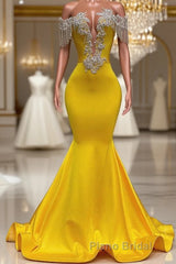 Mermaid Jewel Beading Applique Floor-length Sleeveless Open Back Formal Prom Dress