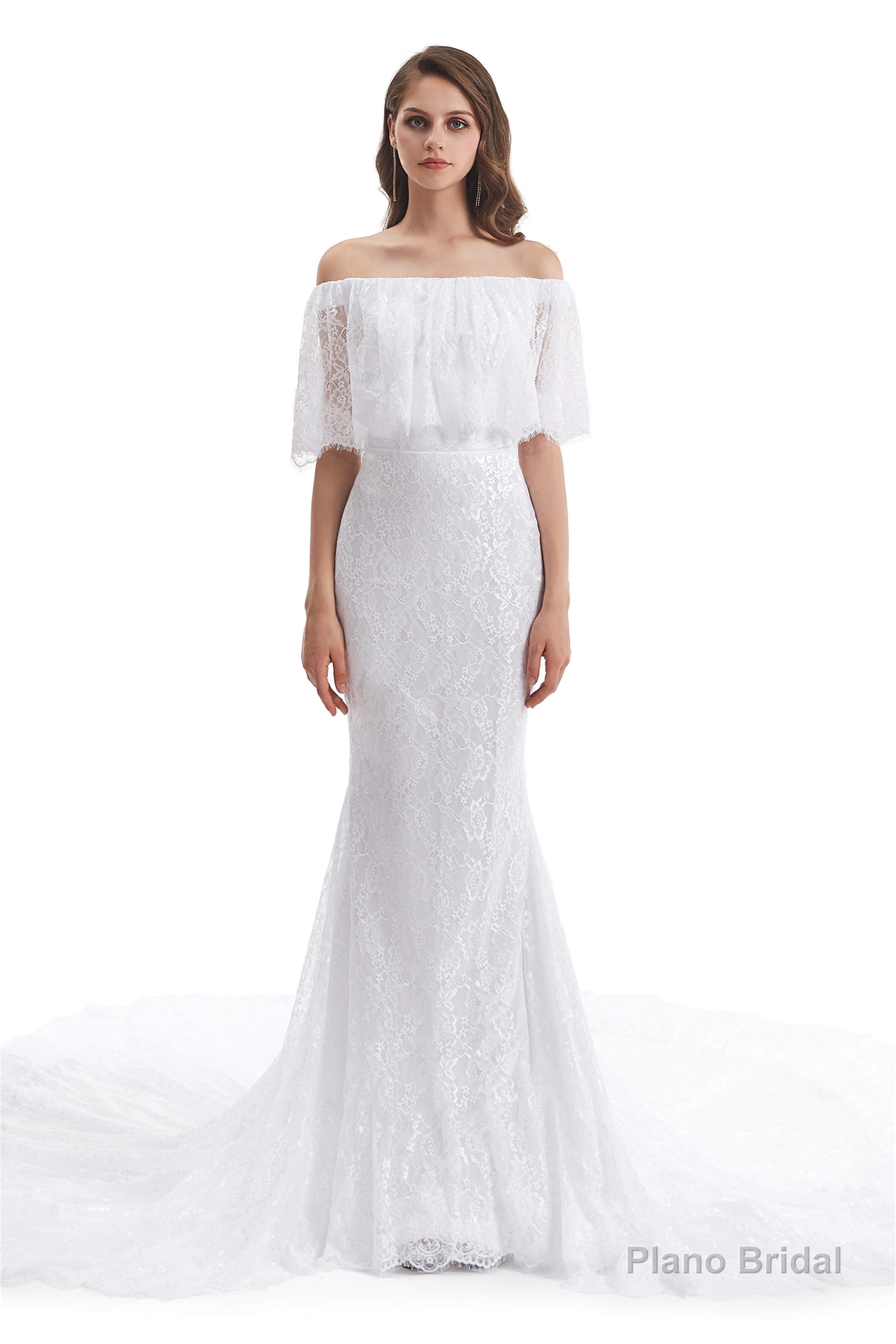 Mermaid Lace Off the Shoulder Wedding Dresses With Train