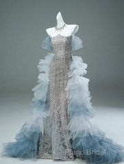 Mermaid Off-The-Shoulder Tulle Sequin Long Ball Gown, Elegant Rhinestone Formal Gown