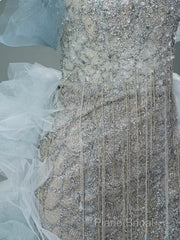 Mermaid Off-The-Shoulder Tulle Sequin Long Ball Gown, Elegant Rhinestone Formal Gown