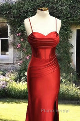 Mermaid Rust Orange Satin Dresses