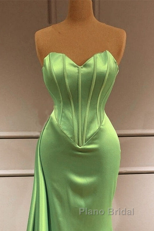 Mermaid Sage Green Corset Satin Formal Prom Dresses Secondary image