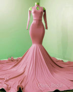 Mermaid Satin Cold Shoulder Formal Prom Dresses