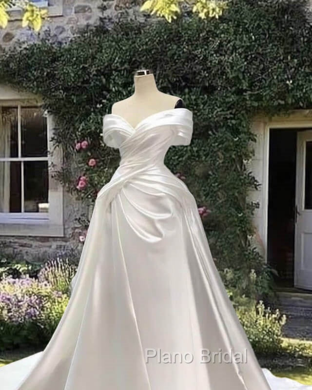 Mermaid Satin Off The Shoulder Wedding Dresses Secondary image