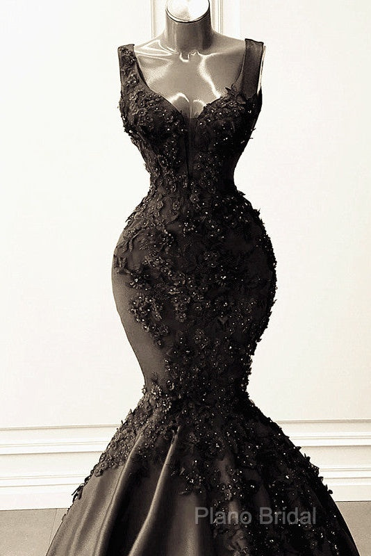 Mermaid Satin Spaghetti Straps Dresses With 3D Flowers Secondary image