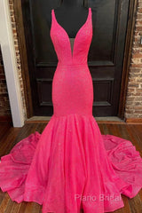 Mermaid Sequins Long Formal Prom Dresses, Formal Dresses