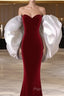 Mermaid Strapless Red Formal Prom Dresses Long Party Dresses