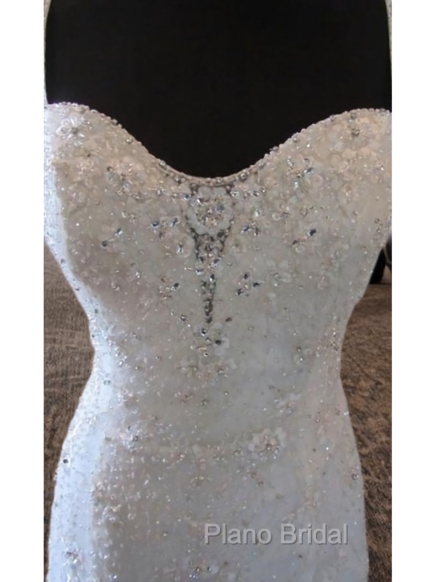 Mermaid Straps Beading Court Train Tulle Wedding Dresses