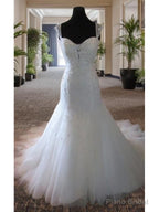 Mermaid Straps Beading Court Train Tulle Wedding Dress